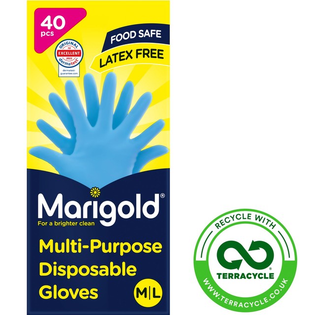 Marigold disposable latex-free gloves M/L, imported from the UK