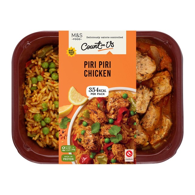 M&S Piri Piri Chicken ready meal 350g, imported from the UK