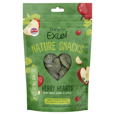 Burgess Excel Herby Hearts Rabbit and Guinea Pig Treats 60g
