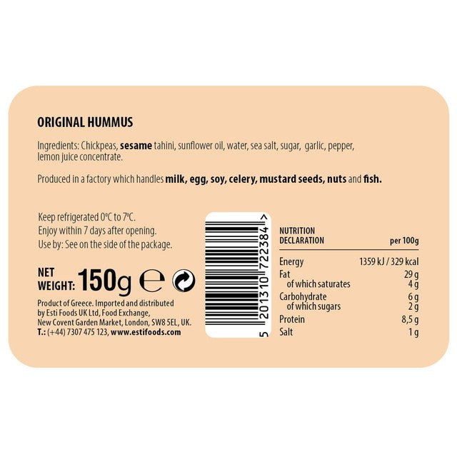 ESTI Original Recipe Hummus 150g - British product