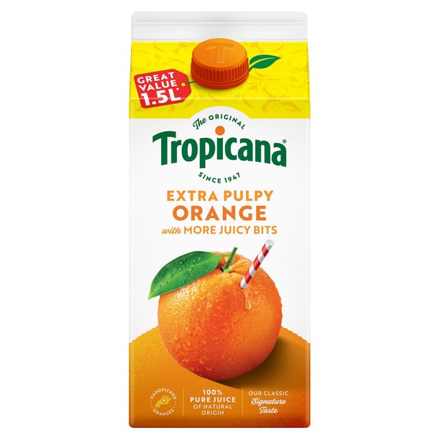 Tropicana Orange Juice with extra juicy bits 1.5L (British brand)