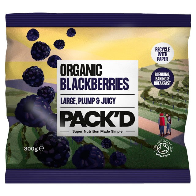Pack'd organic blackberries 300g, imported from the UK