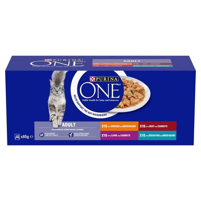 Purina One mini fillets cat food multipack 40x85g, imported from the UK