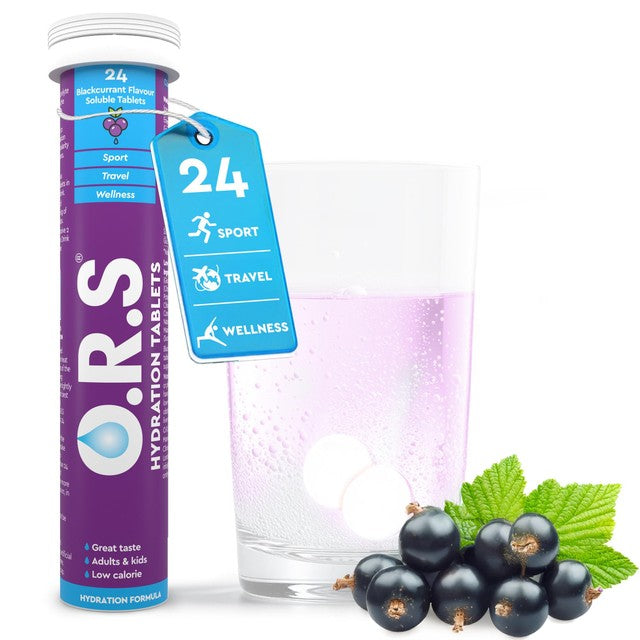 O.R.S blackcurrant hydration tablets 24 tablets, imported from the UK