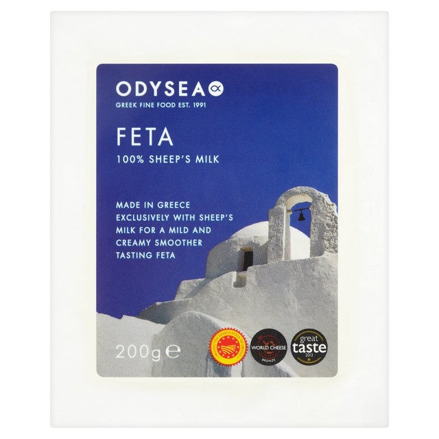 Odysea Feta Cheese 100% Sheep's Milk 200g, imported from the UK