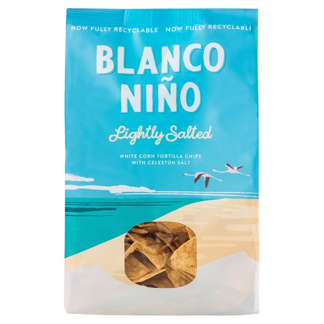 Blanco Nino lightly salted white corn tortilla chips 170g - British product