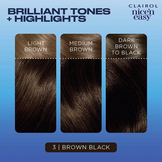 Clairol Nice'n Easy hair dye 3 Brown Black 60ml - British product