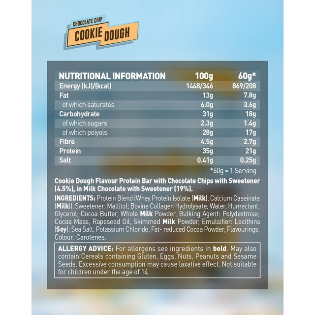 Grenade cookie dough protein bar 60g, UK version