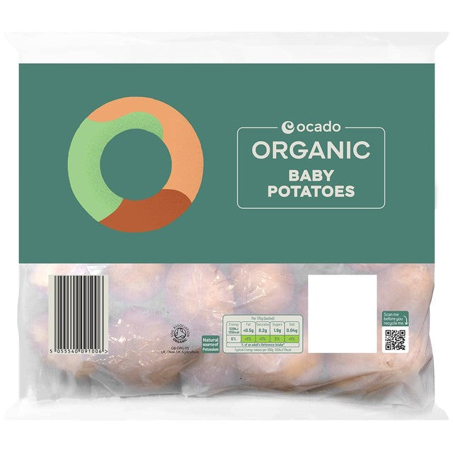 Ocado organic British baby potatoes 750g, imported from the UK