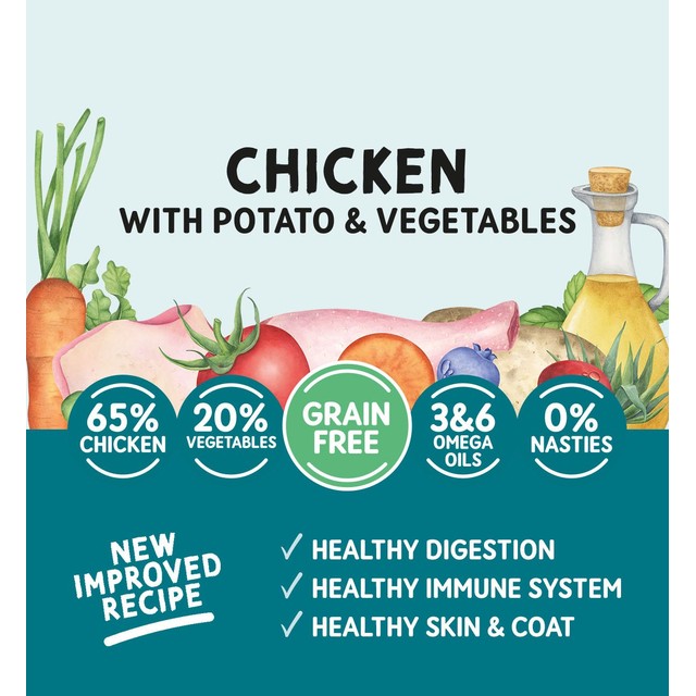 Naturo grain free dog food chicken and potato 12x400g, imported from the UK