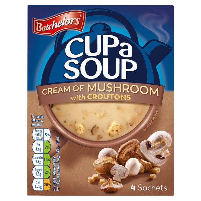 Batchelors cream of mushroom instant soup 4 x 24g - British product