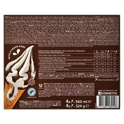 Wall's Cornetto Soft Cornets de Glace Chocolatés 4 x 140 ml