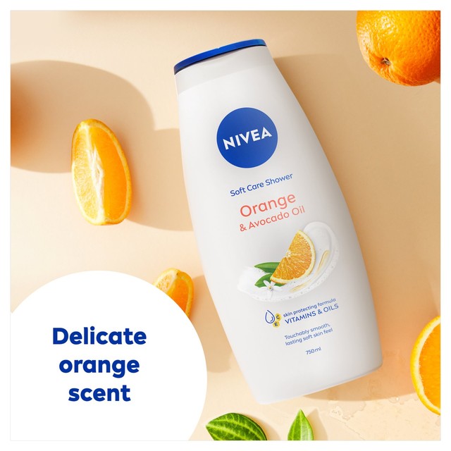 NIVEA orange and avocado oil shower cream 750ml, imported from the UK
