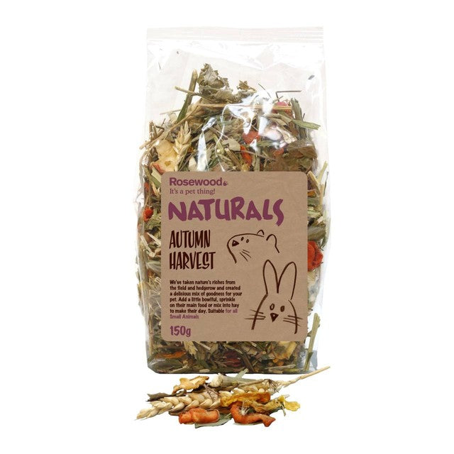 Rosewood Naturals Autumn Harvest small animal treats 150g, imported from the UK