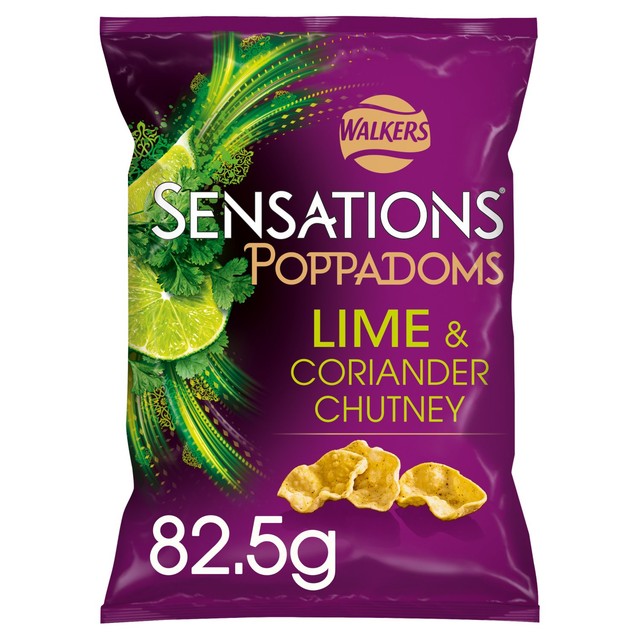 Walkers Sensations lime and coriander chutney poppadoms 82.5g (British brand)