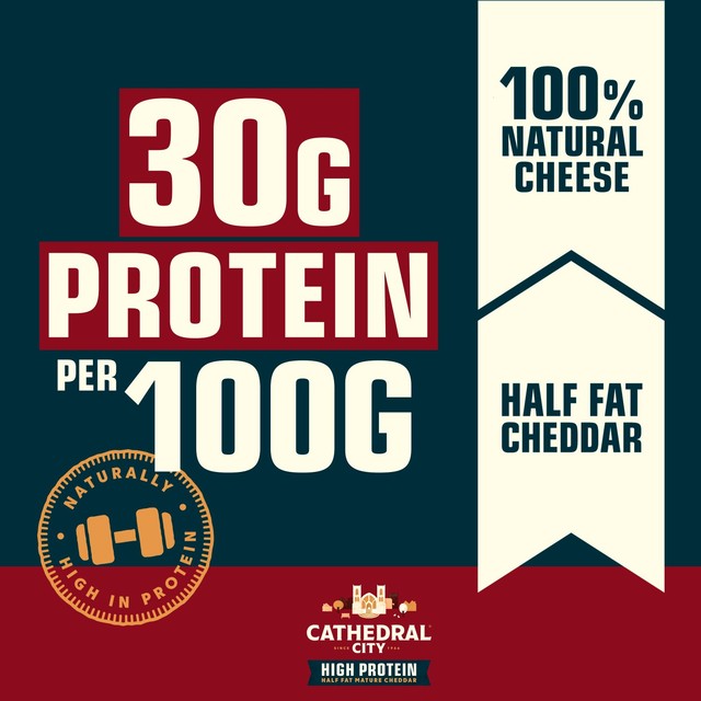 Cathedral City high protein half fat cheddar cheese 300g - British product