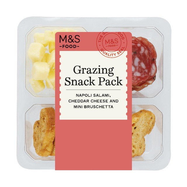 M&S grazing snack pack with cheese and salami 55g, imported from the UK