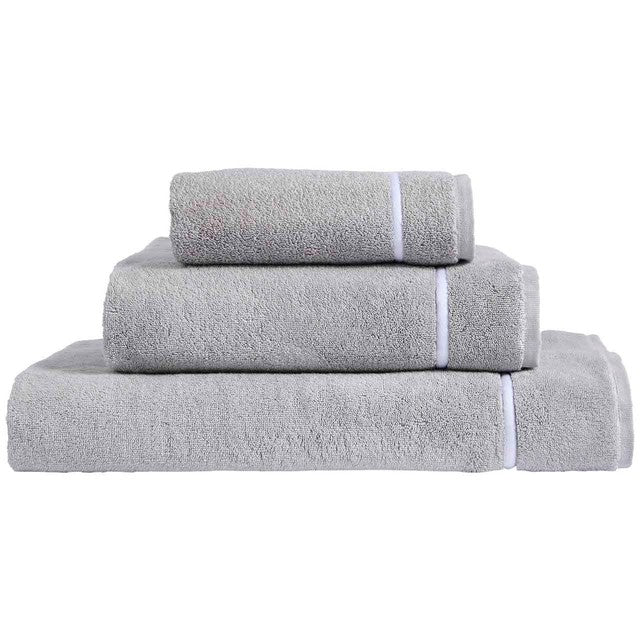 M&S Baretta Stitch Towel Grey/White bath towel, imported from the UK