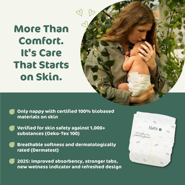 Naty BioEmbrace Big Pack disposable nappies Size 5 (11-25kg), imported from the UK
