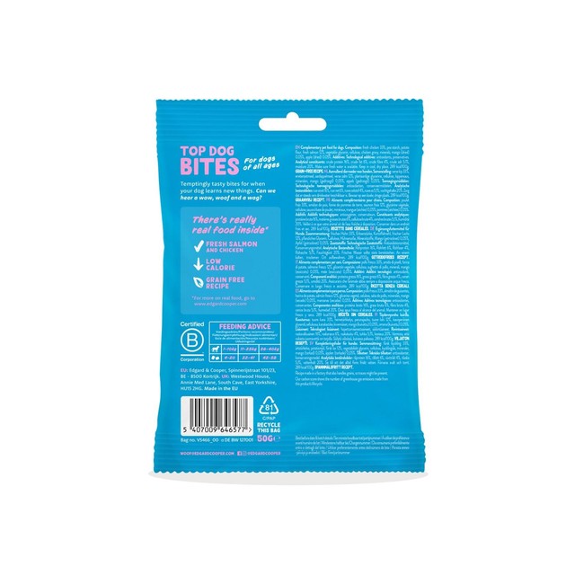 Edgard & Cooper grain-free salmon and chicken dog treats 50g - British product