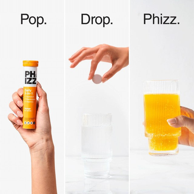 Phizz Orange Effervescent Tablets 20 Pack, imported from the UK