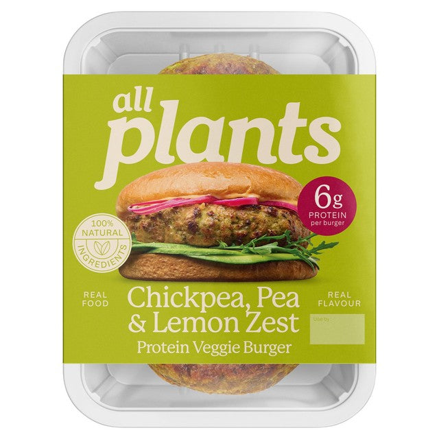 all plants Chickpea, Pea & Lemon Zest Veggie Burger 360g - British product
