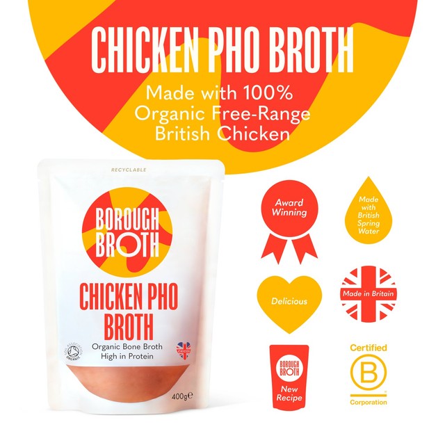 Borough Broth Co Organic Chicken Pho Broth 400g - British product