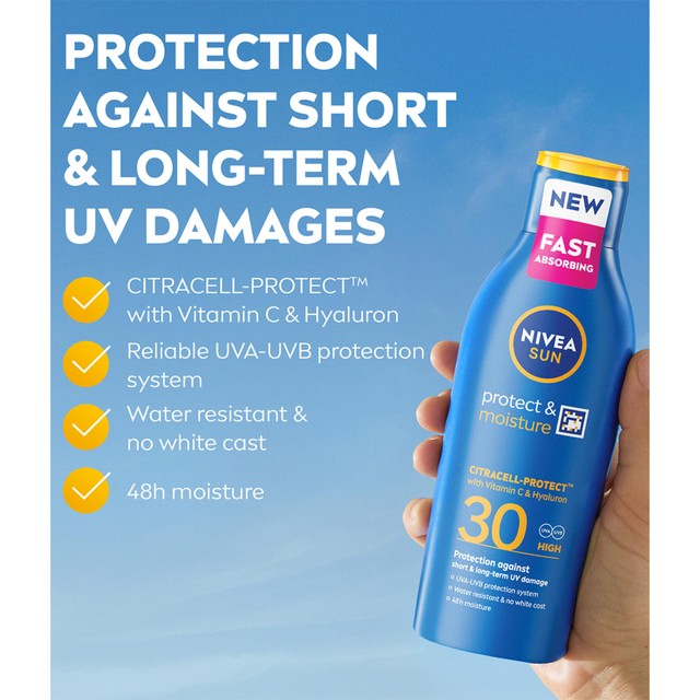 Nivea sun lotion SPF 30 200ml, imported from the UK