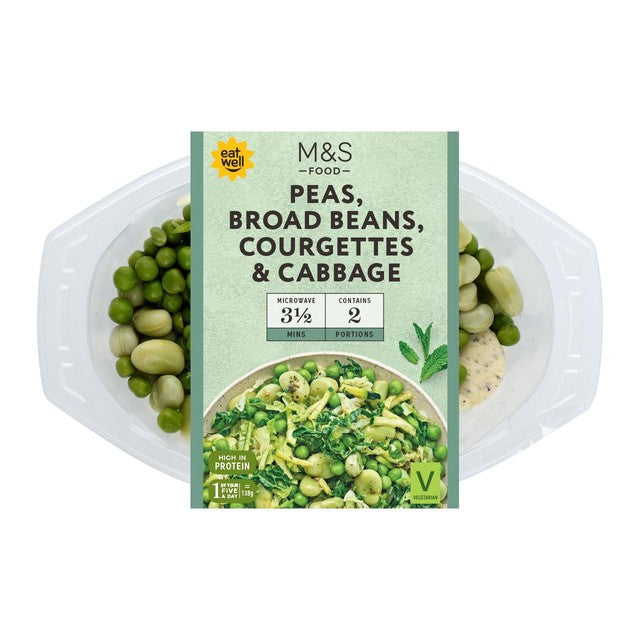 M&S layered super green vegetables with mint butter 275g, imported from the UK