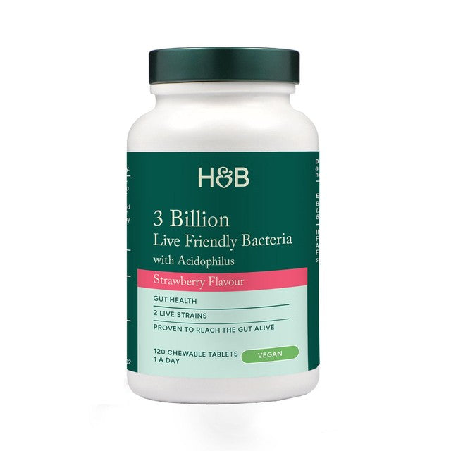 Holland & Barrett probiotic chewable tablets strawberry flavoured, UK version
