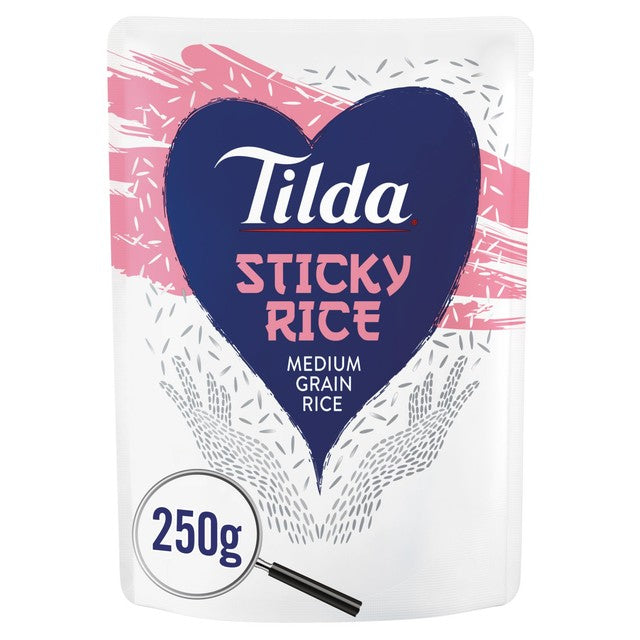 Tilda microwave sticky medium grain rice 250g (British brand)