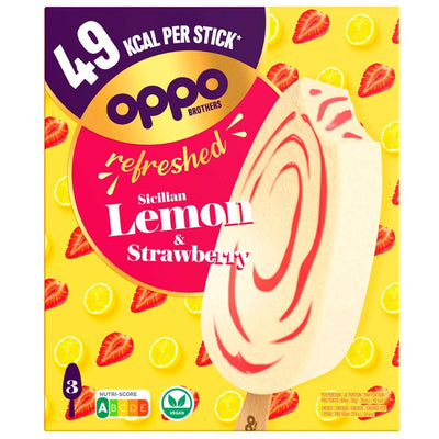 Oppo Refreshed Lemon & Strawberry Sorbetto Ice Cream Sticks 3 x 90ml