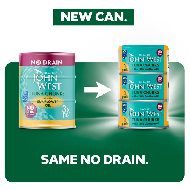 John West Tuna Chunks with Sunflower Oil 3x100g, UK version
