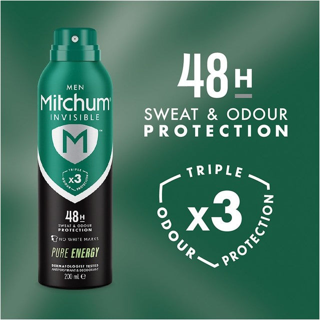 Mitchum Men Pure Energy Anti-Perspirant Deodorant 200ml, imported from the UK