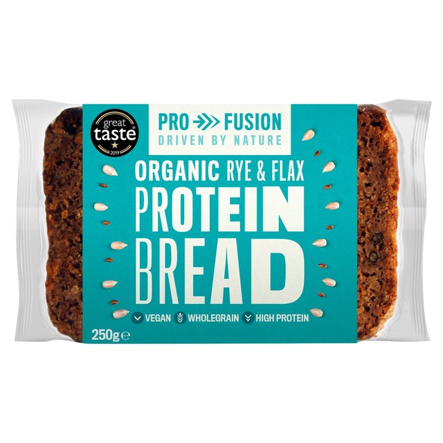 Profusion Protein Bread Rye & Flax 250g, imported from the UK