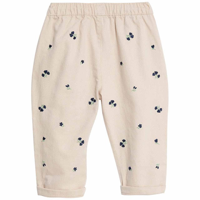 M&S floral embroidered cream baby jeans 6-9 months, imported from the UK