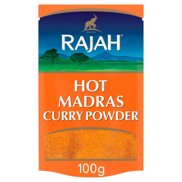 Rajah Hot Madras curry powder 100g, UK version