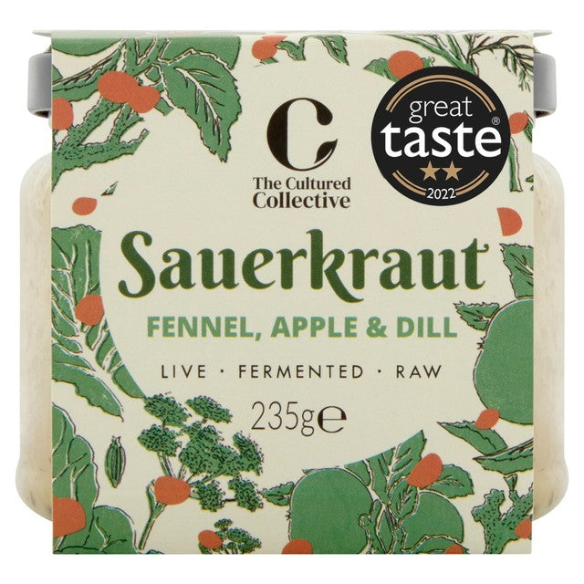 The Cultured Collective Fennel Apple Dill Sauerkraut 235g, imported from the UK