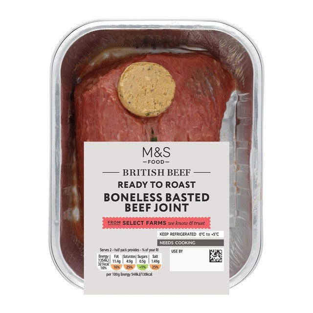 M&S basted boneless beef joint 450g, imported from the UK