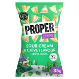 Properchips Sour Cream & Chive Lentil Chips 85g, imported from the UK