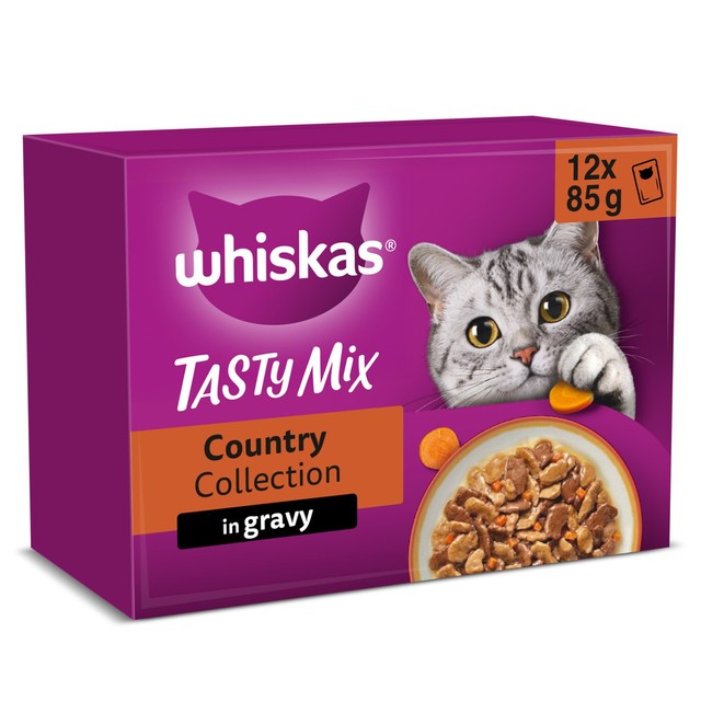 Whiskas Tasty Mix cat food pouches 12 x 85g multipack (British brand)