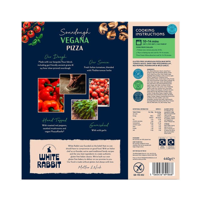 White Rabbit gluten-free sourdough vegana pizza 440g (British brand)