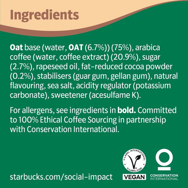 Starbucks oat cappuccino iced coffee 220ml (British brand)