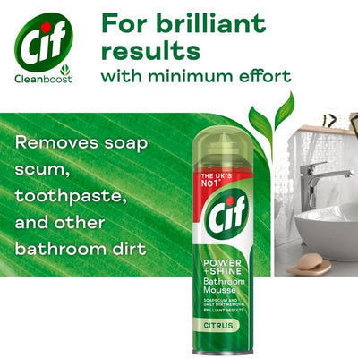 Cif Mousse nettoyante pour salle de bain Power & Shine Agrumes 500 ml