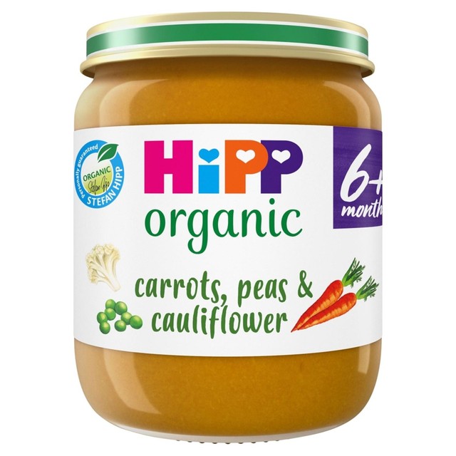 HiPP Organic carrots, peas & cauliflower baby food jar 125g, UK version