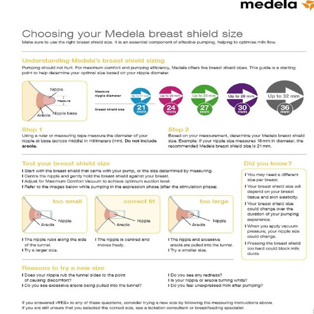 Medela small contact nipple shields 16mm, imported from the UK