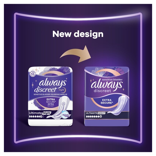 Always Discreet Ultimate Night Incontinence Pads 6 pack - British product