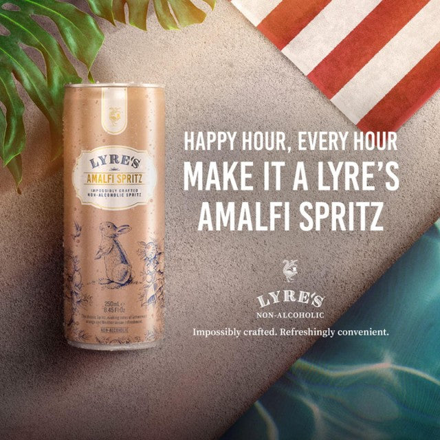 Lyre's Alcohol Free Amalfi Spritz non-alcoholic sparkling drink 4 x 250ml, UK version