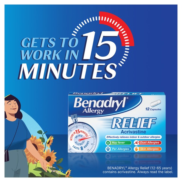 Benadryl allergy relief capsules 24 per pack - British product