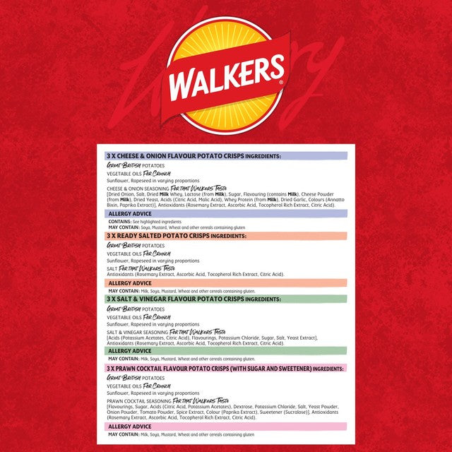 Walkers Classic Variety crisps multipack with 12 packs (British brand)
